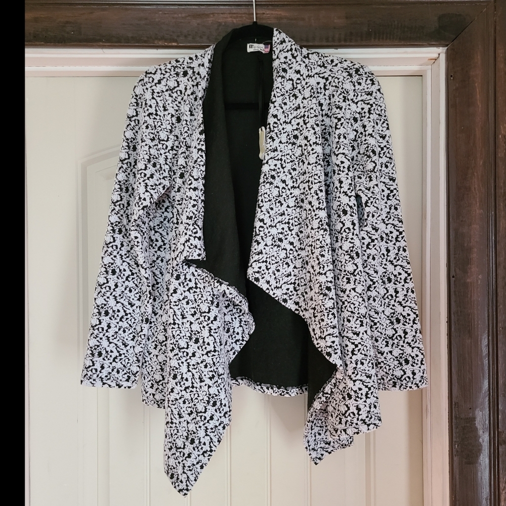 Abstract print Open Front Cardigan